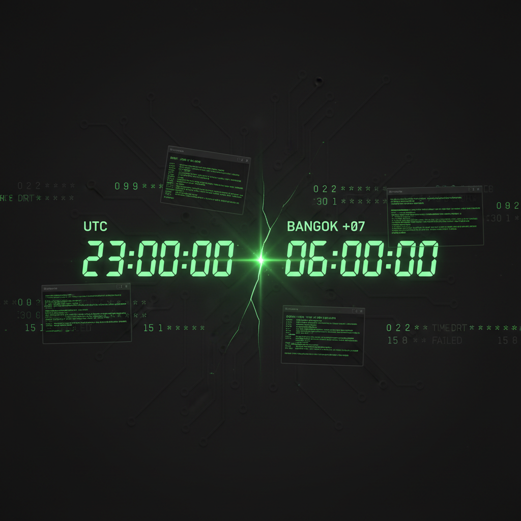 Every cron job on the server fired 7 hours early after the timezone flipped from UTC to Asia/Bangkok