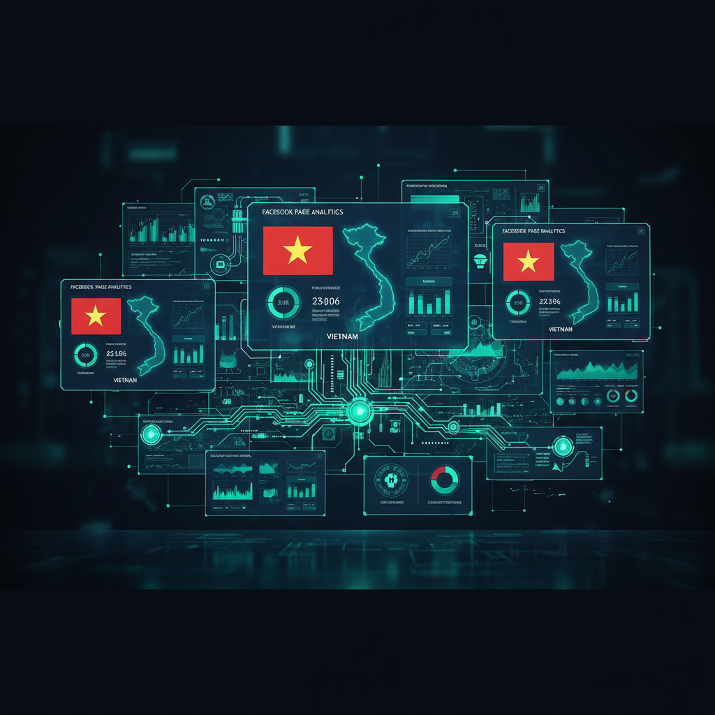 AI dashboard managing multiple Vietnamese Facebook pages